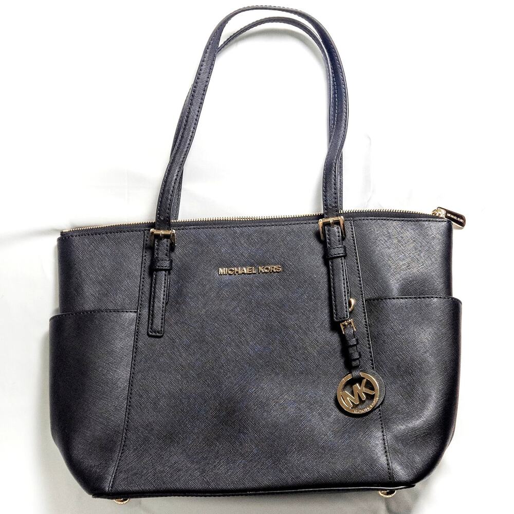 Michael Kors Jet Set Travel Top-Zip Tote Bag Minimalist Textured Leather